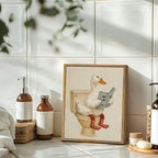 AtterrirArt Framed Funny Bathroom Wall Art, 8 * 10 inch, Cute Duck on Toilet - Image 2