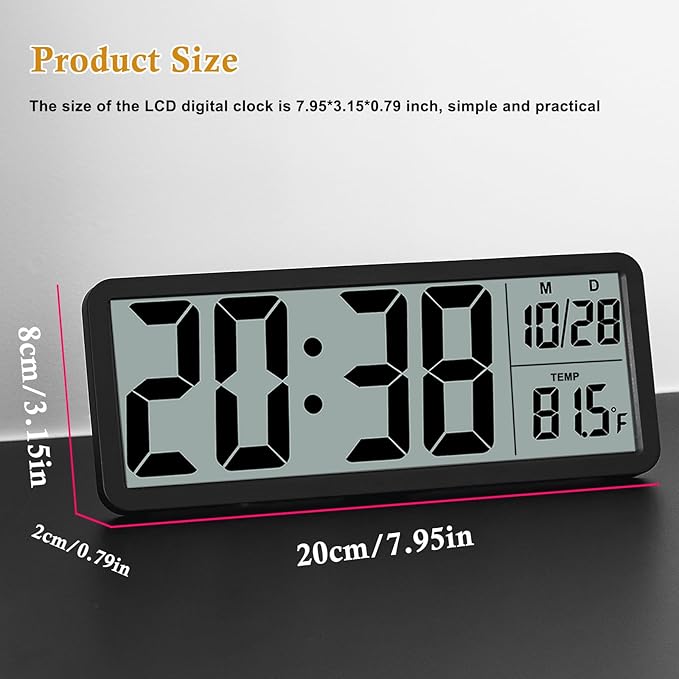 Digital LCD Wall Clock Easy to Set, 8.5 Inch LCD Screen - Image 4