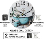 Silent Wall Clocks for Bathroom, Rustic Style Waterproof Glass Wall Clock for - Image 3