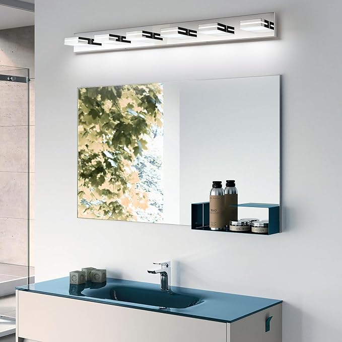 SineRise LED Modern Bathroom Vanity Light Fixtures, Chrome Modern Acrylic - Image 5