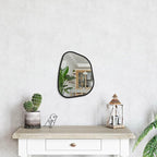 Irregular Wall Mirror Asymmetrical White Mirror Modern Wood Frame Unique Shape - Image 4