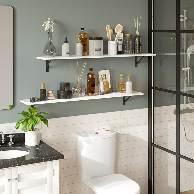 DINZI LVJ Long Wall Shelves, 47.3Inch Wall Mounted Shelves Set of 2, Extra - Image 6