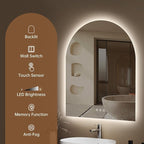 Arched Backlit Mirror Bathroom 30"x36"- Frameless LED Bathroom Mirror - Image 9