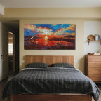 Anolyfi Sunset Wall Art for Living Room, Reed Lake Wall Decor Red Artwork for - Image 7