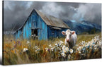 Farmhouse Barn Wall Art Cow Pictures Wall Decor Rustic Blue Barn Landscape by HOME