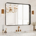 32x40 Inch Metal Black Framed Bathroom Mirror by MYSUNORIA