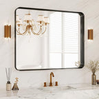 32x40 Inch Metal Black Framed Bathroom Mirror by MYSUNORIA