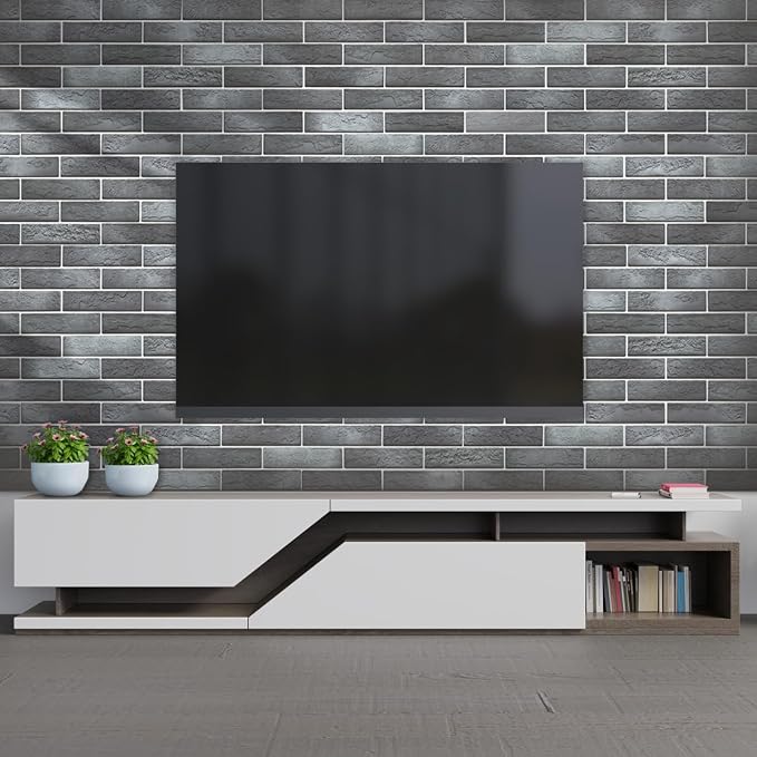100 Whitewash Grey Faux Brick Wall Tiles, 3D Thin Brick Veneers - Image 2