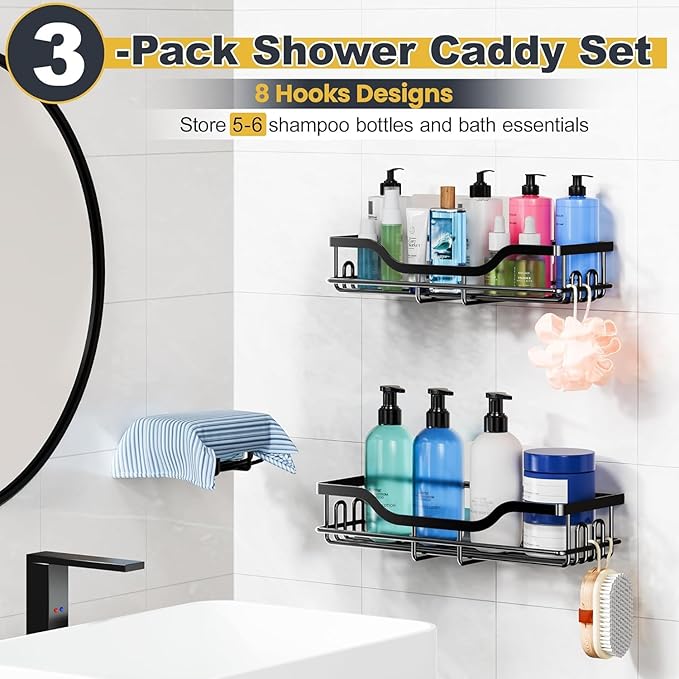 OMAIRA 3-Pack Shower Caddy - Image 3