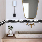 Black and White Wave Wallpaper Border 196x4 Inch Peel and Stick Wall Border - Image 3