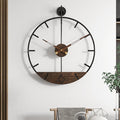 Modern Wood Walnut Dial Wall Clock, Large Simple Wall Decor Metal Frame Silent by DAYDAYART