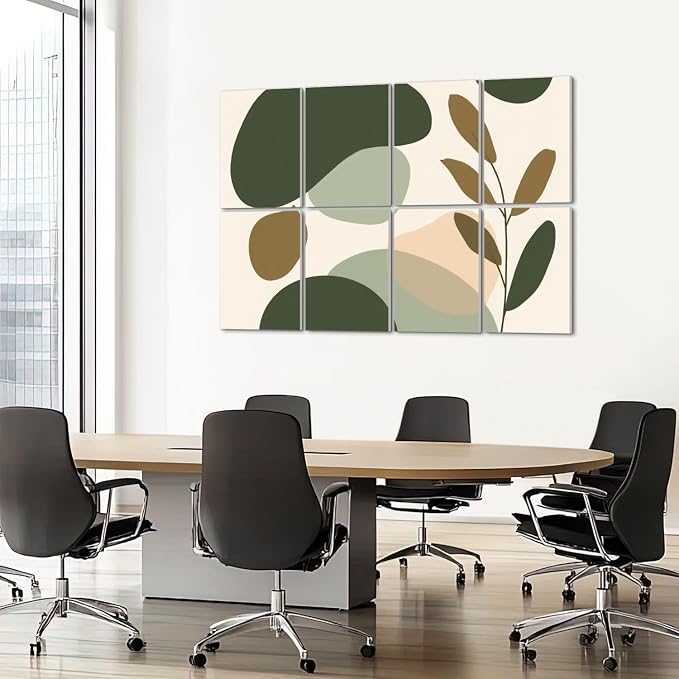 8 Pack Art Acoustic Panels Sound Absorbing Boho Botanical Leaf Orange Green - Image 7