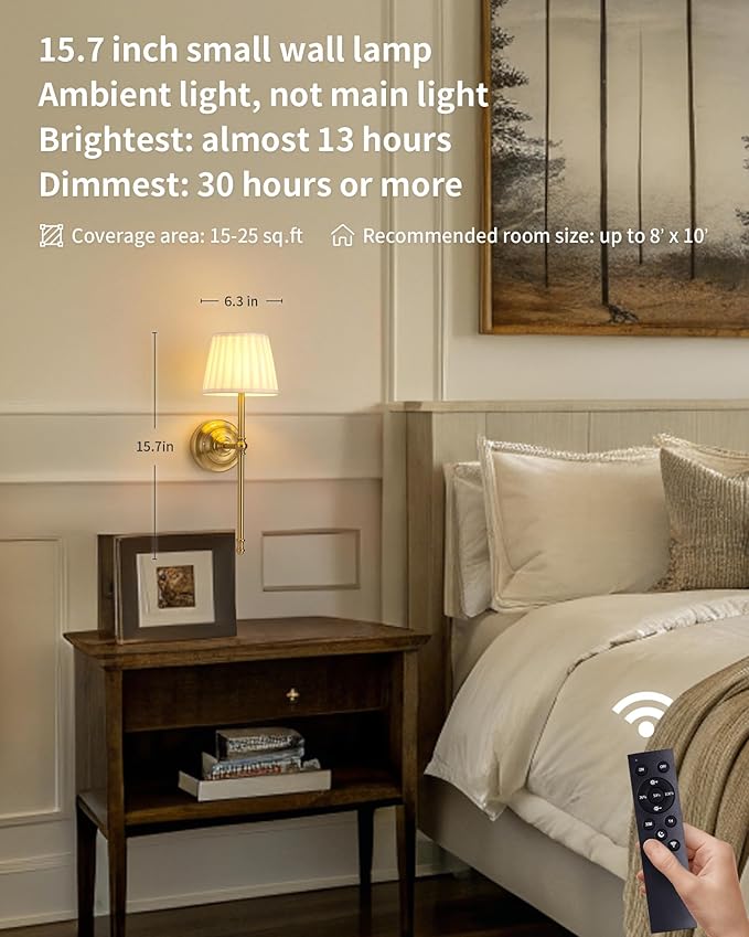 KDG Cordless Wall Sconces Set of 2, Small Wireless 5200mAh Rechargeable Battery - Image 2