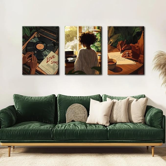 Black Woman Wall Art Set of 3 Fashion Black Girl Wall Decor, Trendy African - Image 7