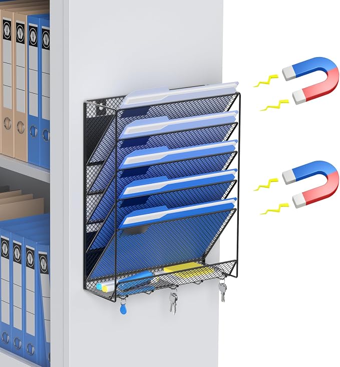OUTWOLF Magnetic File Holder, 6-Tier Magnetic Wall Hanging File Organizer by OUTWOLF