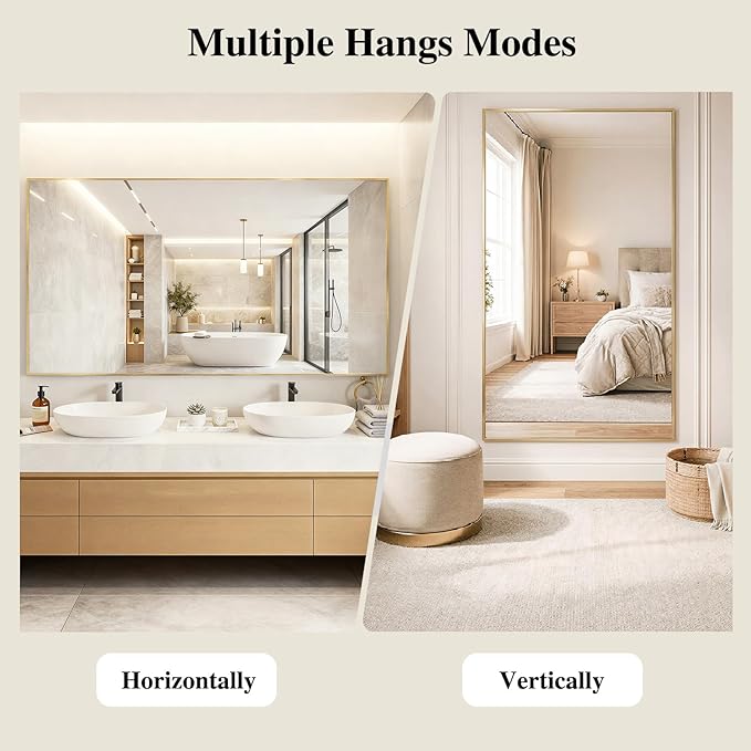 Koonmi Gold Mirrors for Wall, 24x36 Inch Bathroom Mirror, Rectangular Wall - Image 6