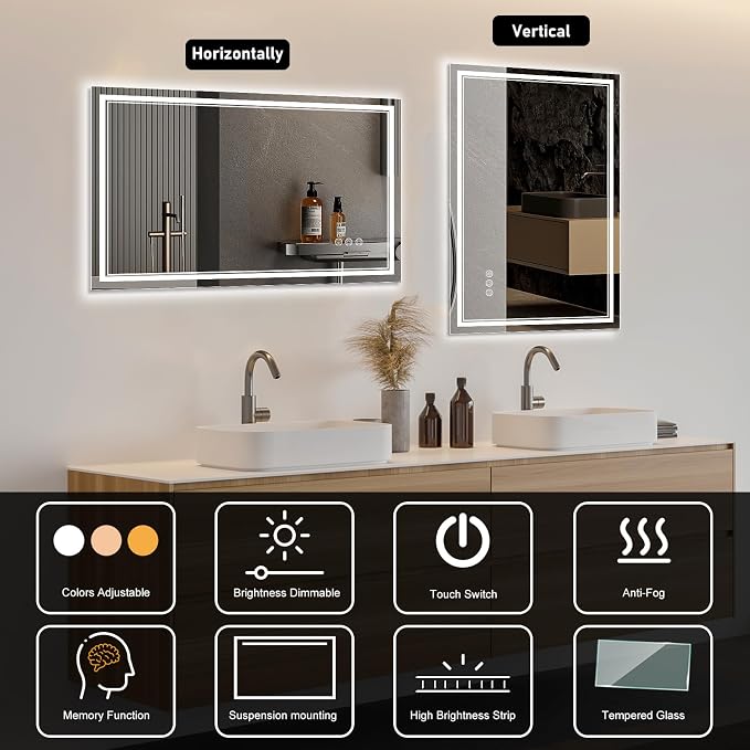 Ratsamee 96x36 Inch LED Bathroom Mirror - Image 5