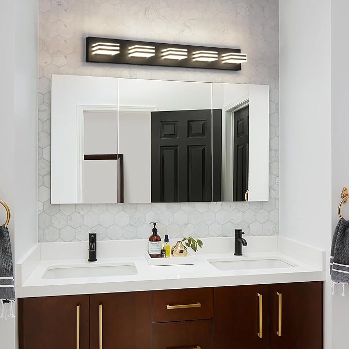 LED Wall Black Vanity Lights for Bathroom Light Fixtures 30W Adjust 3 Colors - Image 4