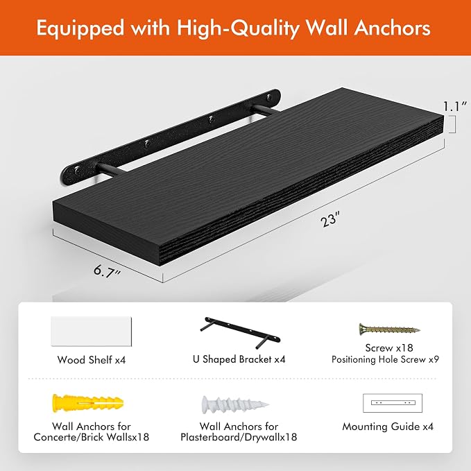 YUFLINX 23’’Black Floating Shelves - Image 3