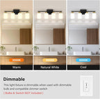 FonmYim Black and Gold Bathroom Light Fixtures, 4-Light Modern Vanity Light - Image 6