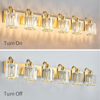 Modern Bathroom Vanity Light 6-Lights Brass Gold Vanity Light Crystal Wall - Image 3