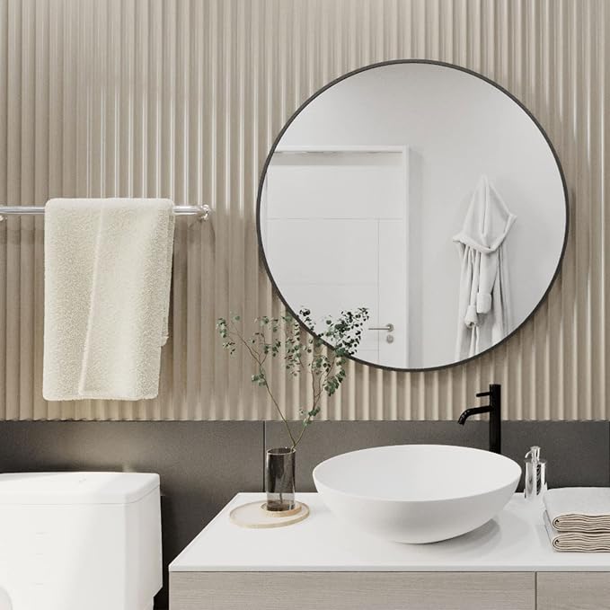 HARRITPURE Round Mirror 19.6" Black Wall Mounted Circle Mirror - Image 7