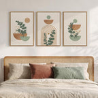 Framed Abstract Boho Wall Art for Living Room, Large Botanical Sage Green Plant - Image 2
