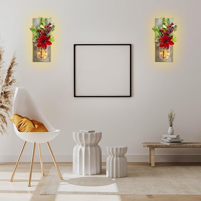 Mason Jars Sconce Decor Rustic Wall Sconces Handmade Wall Art Hanging Design - Image 9