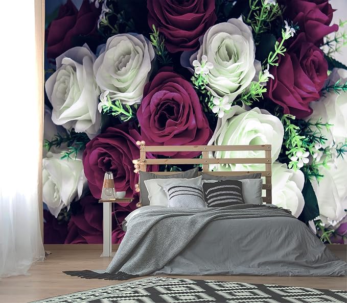 XMPMBM-Rose Floral Fabric Wallpaper Living Room Bedroom Bathroom Wall Mural-W by XMPMBM-Wallpaperthatwontpeeloff