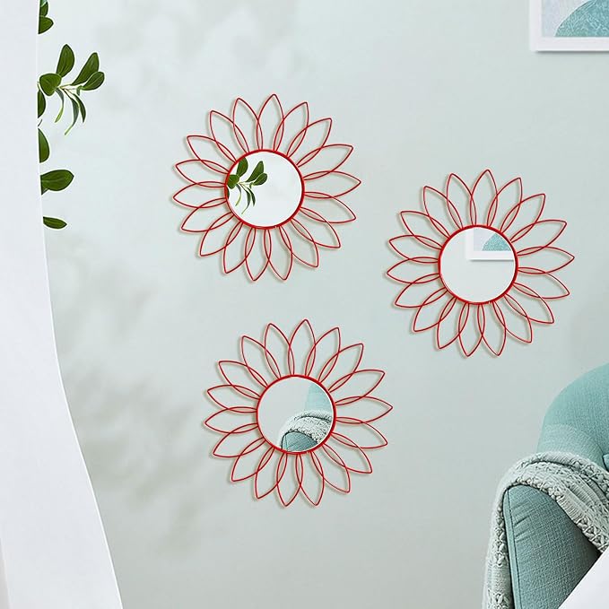 3 Pack Metal Mirrors for Wall Sunburst Wall Mirrors Home Décor Decorative - Image 6