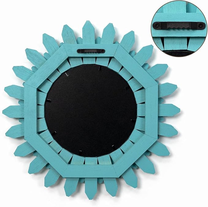 Honiway Beach Wall Decor Mirror 2 Pack 12 inch Wood Coastal Wall Decor Sunburst - Image 7