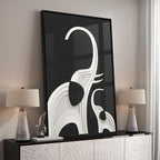 Large Framed Modern Black and White Wall Art, Contemporary Animal Elephant - Image 2