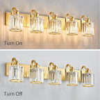 Modern Crystal Bathroom Vanity Light 5 Lights Crooked Gold Over Mirror Wall - Image 4
