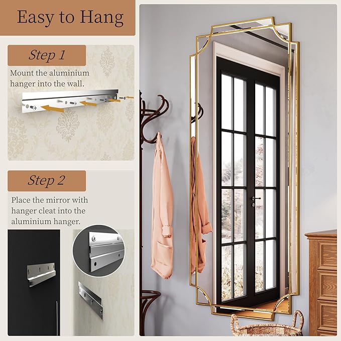 Kelly Miller 70"x30" Large Gold Beveled Full Length Mirror, Traditional - Image 7