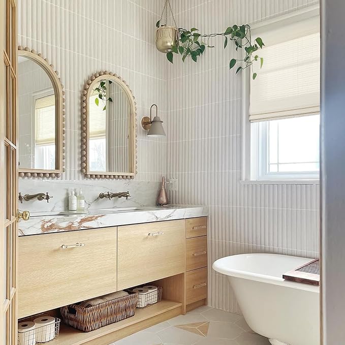 TWOPAGES Natural Woven No Drill Roman Shades, Custom Cordless Blackout Bamboo - Image 2
