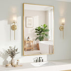 Koonmi Gold Mirrors for Wall, 26x38 Inch Bathroom Mirror, Rectangular Wall by KOONMI