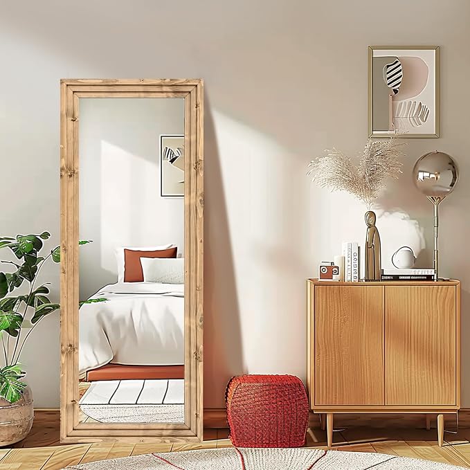 Full Length Mirror 58"x22" Solid Wood Frame Floor Large Mirror - Image 8