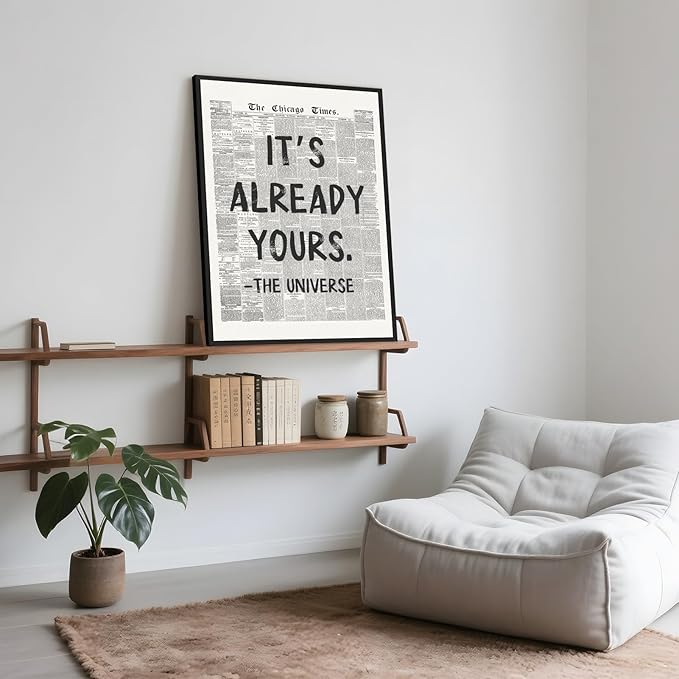Framed Black And White Retro Newspaper Wall Art ItS Already Yours Universe - Image 6