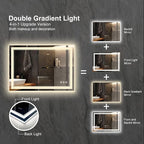 Lighted Bathroom Mirror, 40x30 Inch Gradient Front and Backlit LED Bathroom - Image 4
