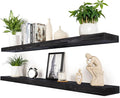 60 inch Black Floating Shelves for Wall 8 -inch deep Set of 2, Heavy Duty Solid by xwne