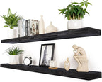 60 inch Black Floating Shelves for Wall 8 -inch deep Set of 2, Heavy Duty Solid by xwne