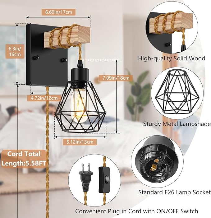 Lomoky Farmhouse Wood Wall Sconces - Image 2