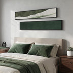 Long Narrow Framed Green Vertical Abstract Wall Art Set, 2 Piece Modern Canvas - Image 3
