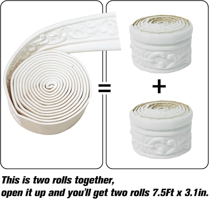 90" x 3.1" Peel Stick Foam Molding Trim Self Adhesive, Crown Molding Wallpaper - Image 3