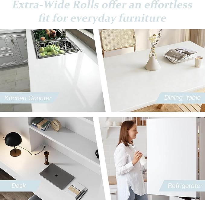 Dimoon 236''x23.6'' Peel and Stick Wallpaper White Contact Paper - Image 5