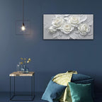 Suconvng White Flower Wall Art Painting Canvas Art Wall Decor 20 X 40 Inch - Image 6