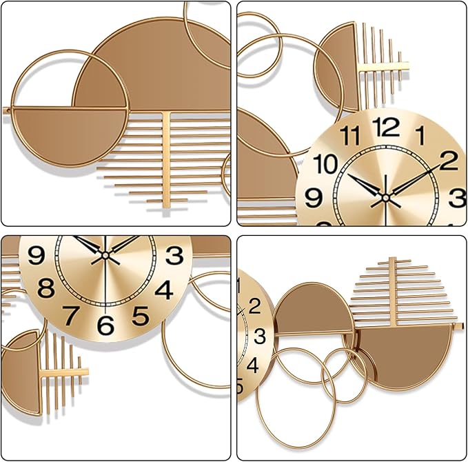 Large Wall Clock, Modern Silent Non-Ticking Metal Wall Art Wall Clocks Battery - Image 4