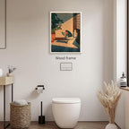 Vintage Japanese Framed Wall Art Funny Frog Bathroom Canvas Print Cute Japanese - Image 4