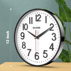 GLVSAE Wall Clock 12 Inches Non-Ticking Wall Clocks Battery Operated Large Easy - Image 2