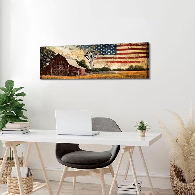 Farmhouse Barn Wall Art Vintage Western Wall Decor Country Windmill Pictures - Image 5